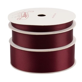 Zofrud 3 Rolls of Burgundy Double Faced Satin Ribbon - 27 Meters Total (6mm, 16mm, and 25mm x 9M) - Ideal for Crafts, Gift Wrapping, and Weddings