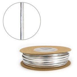 Leather Cord, PU Leather, 0.08 inch (2 mm), Total Length 59.0 ft (15 m), Silver; Silver Leather Cord, Leather Cord, Leather Cord, Metallic, Glossy, Shiny Accessory, Handmade Craft RBN-018