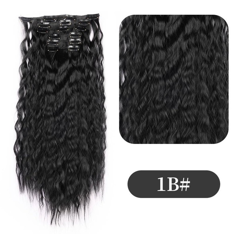 6PCS Clip in Hair Extensions 22" Synthetic Long Curly Wavy