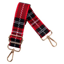 5Chaos Plaid Gothic Purse Strap for Crossbody Shoulder Handbag, Maroon Vintage Antique Nylon Adjustable Strap for Women Bag Replacement