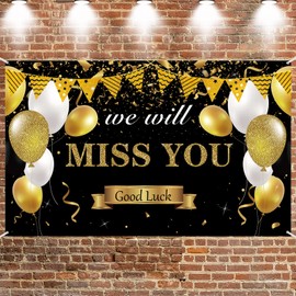 We Will Miss You Party Decorations,Retirement Farewell Party Decorations,Going Away Party Retirement Party Bye Office Work Graduation Party Decorations for Farewell Anniversary(Black, Gold)