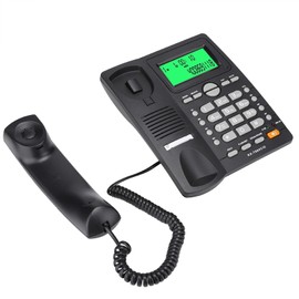 Corded Telephone Corded Landline Phone Multifunction Desk Phone Support Caller ID Display Mute Function Loudspeaker for Home Office (Black)