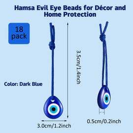 18 Pieces Hamsa Evil Eye Beads Turkish Blue Evil Eye Beads Charms Pendants Blue Hamsa Eye Glass Hanging Ornaments with Ropes for Jewelry Accessories Home Craft Decorations