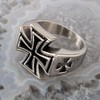 Fly Style Men's Stainless Steel Iron Cross Signet Ring, German