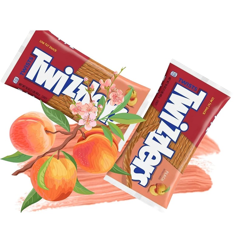 Peach Twists Candy, 453g/16 oz., Bag
