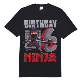 6 Year Old Ninja Birthday Boy 6th Birthday Ninja Party Kids Comfort Colors Adult Heavyweight T-Shirt