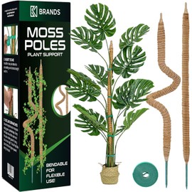 K-Brands 2 Pack 28'' Bendable Moss Pole Monstera Plant Support for Climbing Indoor Plants - Stakes for Potted Climbers - Tall Sticks Indoor Trellis for Houseplants - Accessories for Monstera Pot