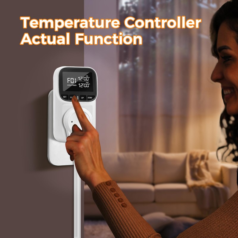 Diymore Digital Thermostat Temperature Controller Outlet,Plug in Thermostat for Heater