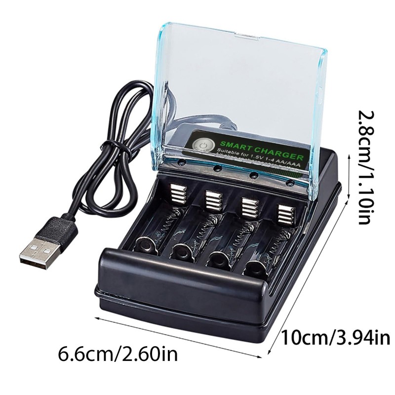 ZUDILYO 1.5V Alkaline Battery Charging Box 4 Slot Sliding Type