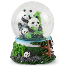 Elanze Designs Playful Panda Bears Magical Tabletop Dresser Nightstand Figurine Decoration 100MM Sturdy Glitter Water Wind Up Musical Snow Globe Plays Tune Born Free