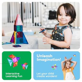 PicassoTiles - Juego de 100 Piezas de Mini Bloques magnéticos, Serie de Diamantes, Bloques de construcción con imán, Aprendizaje Stem, para niños a Pa