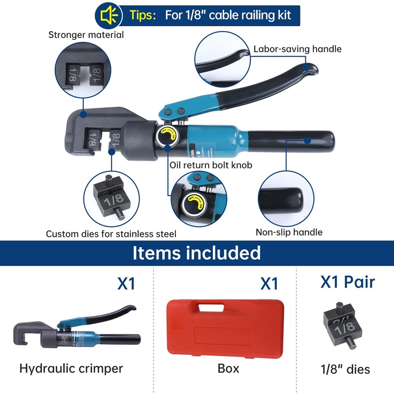 Muzata Custom Cable Railing Crimping Tool Hydraulic Crimper Hydraulic Crimping