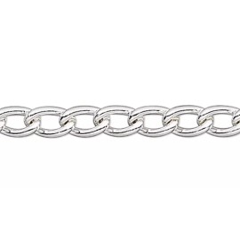 Platinum Bulk Chain, 5 Feet Silver Plated Steel Fine Curb Bulk Chain with 2.5x4mm Links