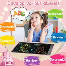 16Inch LCD Writing Tablet for Kids Toys, Colorful Doodle Board for 3 4 5 6 7 8 Year Old Girls Boys, Toddler Gifts Drawing Pad for Birthday Travel Essentials, Pink