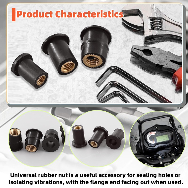 Tanstic 37Pcs M4 M5 M6 Rubber Well Nuts Kit, Neoprene