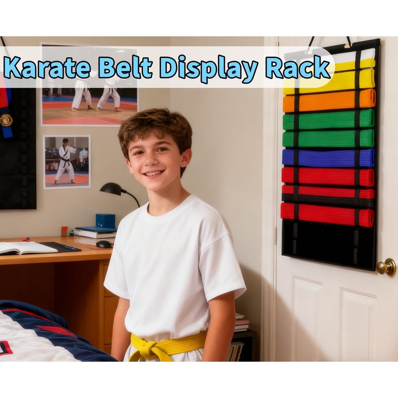 INTOMYTH Karate Belt Display Rack - Holds 12 Belts, High-Density