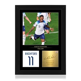 Win FC Marcus Rashford Framed Photo Display - Reproduced Digital Signature- Gift for England Fans
