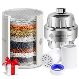 Shower envy 15-Stage Shower Filter – High-Pressure Filtered Shower Head with Vitamin C & E – Removes Impurities for Healthier Skin & Hair – Universal Fit for All Showers