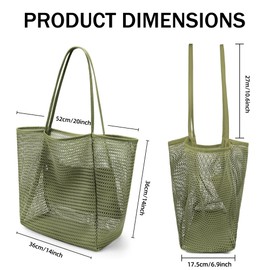 VOROLO Mesh Tote Beach Bag,Women Fairycore Hobo Bag,Shoulder Bag,Soft Summer Casual Crochet Bags(Military Green)