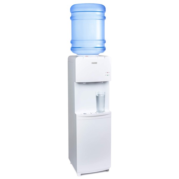 Igloo Top Loading Hot and Cold Water Dispenser - Water Cooler for 5 Gallon Bottles and 3 Gallon Bottles - Includes Child Safety Lock - Water Machine Perfect for Home, Office, & More - White