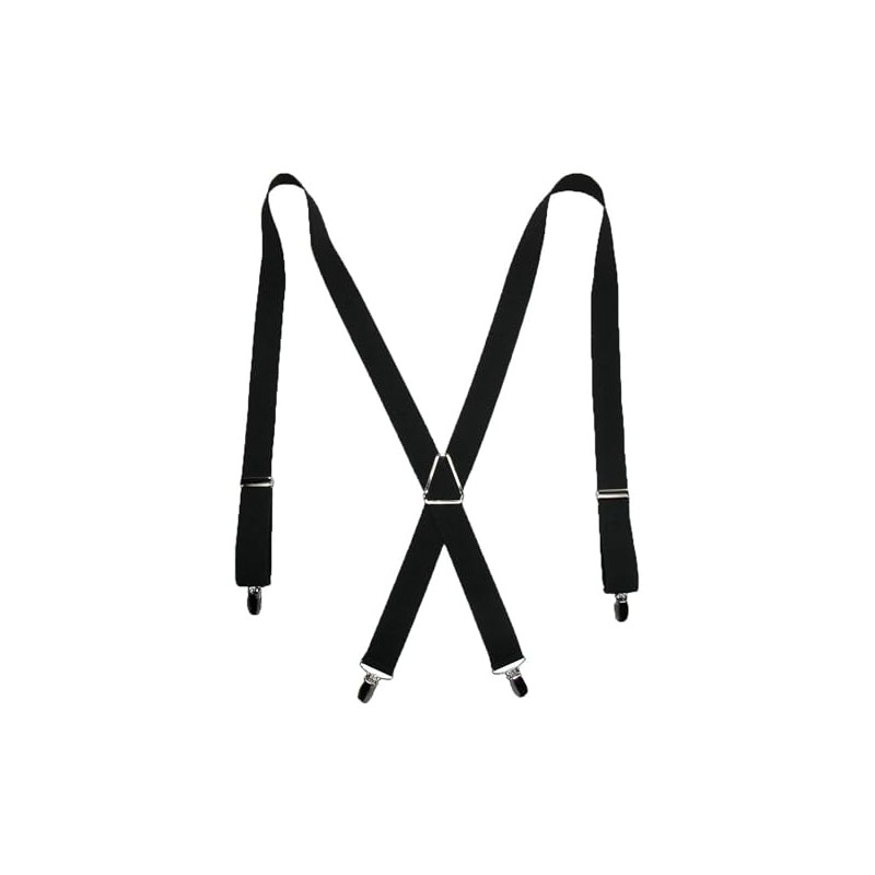 CTM® Men's Elastic X-Back Suspenders with Silver Hardware, Black