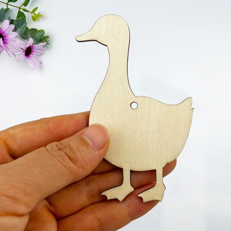 30 Pack 4 Inch Wood Goose Cutouts Unfinished Wooden Goose
