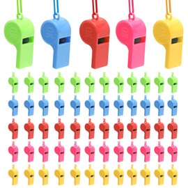 HENGBIRD Whistle 60 Piece Set, Whistle for School Sports in 5 Colours, Children's Whistle with Lanyard, Referee Whistle for Games, Also Can Be Used in Emergency for Children and Adults