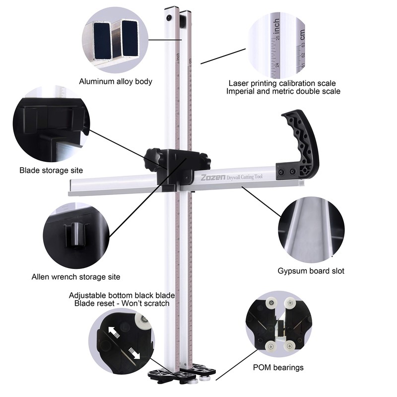Zozen Drywall Cutting Tool, Foldable Drywall Cutter, Metric + Imperial