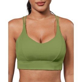 Grace Form Sports Bra for Women Strappy Medium Support Push Up Padded Sports Bra for Running Workout Bra Yoga Bra