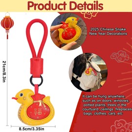 Acewen 2Pcs Year of The Snake Keychains 2025 Lunar New Year Snake Hanging Pendant Ornaments for Chinese New Year Zodiac Blessing Souvenir Bag Backpack Key Car Hanging Decorsation
