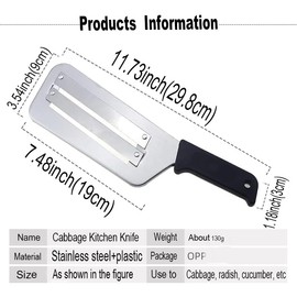 YukaBa Cabbage Kitchen Knife Slicer Chopper Shredder Sauerkraut Cutter Coleslaw Grater (Black)