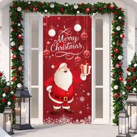 Santa Claus Door Cover Decorations Xmas Hanging Wall Decoration Sign Front Door or Indoor Home Decor for Merry Christmas balls Party Supplies