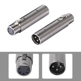 SinLoon XLR Coupler Male to Female XLR 3-Pin Male to XLR 5-Pin Female Cable Adapter Gender Changer Coupler 2 Pieces (5 Female to 3 Males)