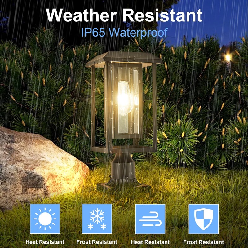 SCNYCUL Solar Lamp Post Lights for Outdoor with Pier Mount
