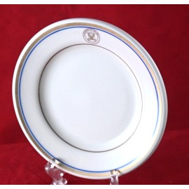 4) US Navy Officers Mess 7" Bread Plates Gold line & Crest Homer Laughlin China