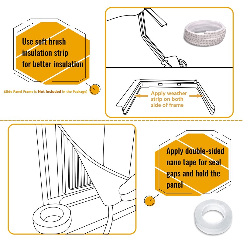 LBG Products Window AC Side Panels,Double Layers Adjustable Side Panel