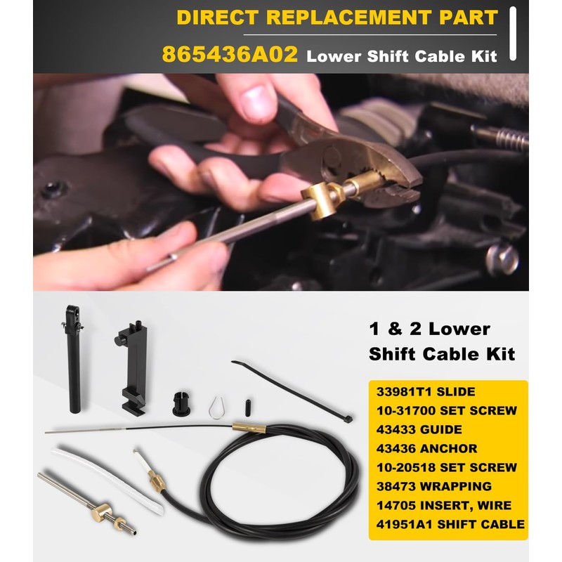 Transom Bellows Repair Reseal Kit & Lower Shift Cable For