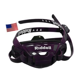 Green Gridiron Riddell SpeedFlex Hard Cup Cam-Loc Chinstrap + Chrome US Flag Helmet Decal (Medium, Purple)