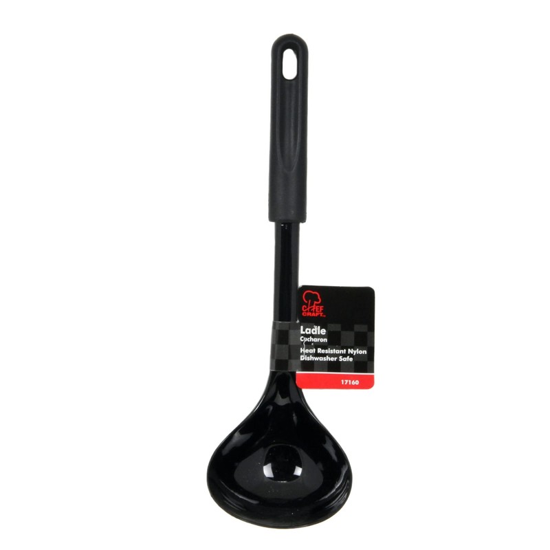 Chef Craft Basic Nylon Cooking/Serving Ladle, 12 inch, Black