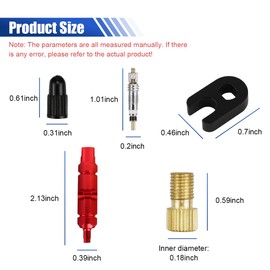 DUSCOKE 23PCS Presta Valve Core Repair Kit, Plastic & Alloy Bike Valve Core Removal Tool with Brass Presta Valve Adapter and 10 Valve Cores and 10 Stem Caps, Fit for Tubeless Road MTB Tires (Red)