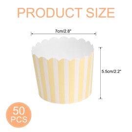 sourcing map 50pcs Cupcake Wrappers for Wedding, Paper Baking Cups and Muffins Liners for Birthday Wedding Party Supplies (Yellow and White)