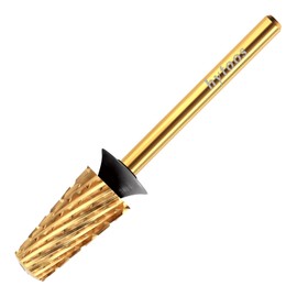 HYTOOS Safety Carbide Tapered Nail Drill Bits,Titanium Coating Round Top 3/32 Manicure Bit, Two-way Rotate for Both Hand, Nails Accessories Thick Gel Remover Tool (XC, titanium)
