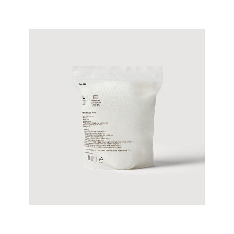 Jaju 순면 엠보 화장솜 300매 Cotton Embossed Makeup Cotton Pads