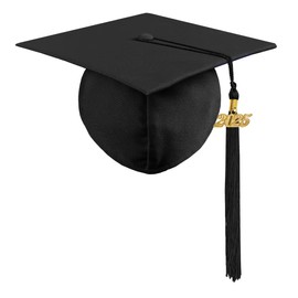 YIIOSS Unisex Adult Matte Graduation Cap with Graduation Tassel and Year Charm for High School and Bachelor Master, Black
