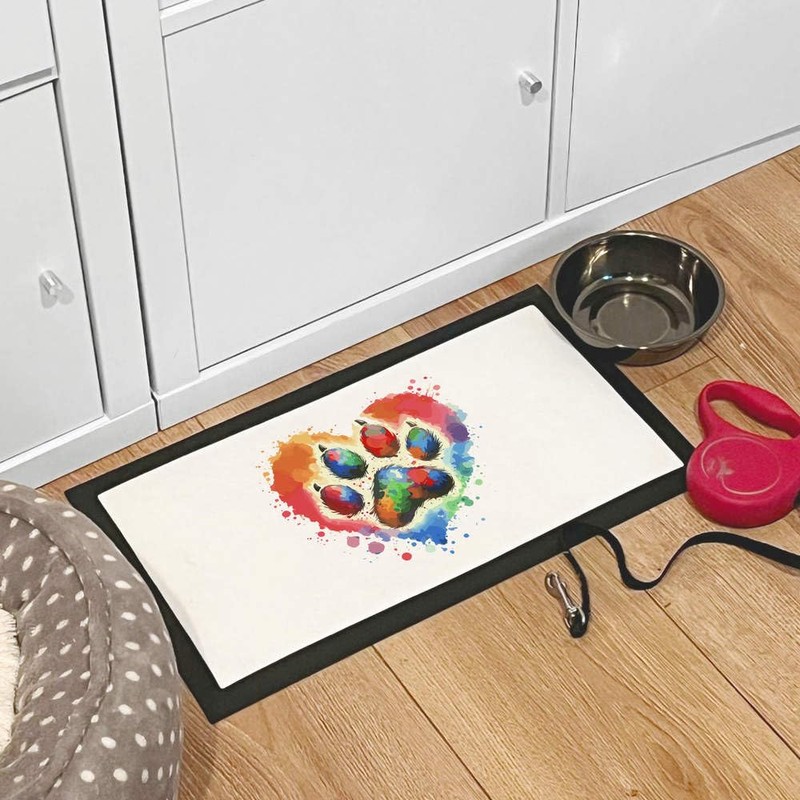 'Paw Print Love Heart' Pet Feeding Mat (PM00025842)