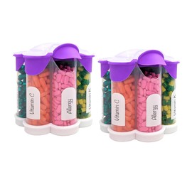 Extra Large Pill Organizer Daily, Weekly, Monthly Supplement Bottle, Cute Blossom Pill Dispenser with 7 XL Compartments (2 Pack Combo) (Purple 2 Pack)