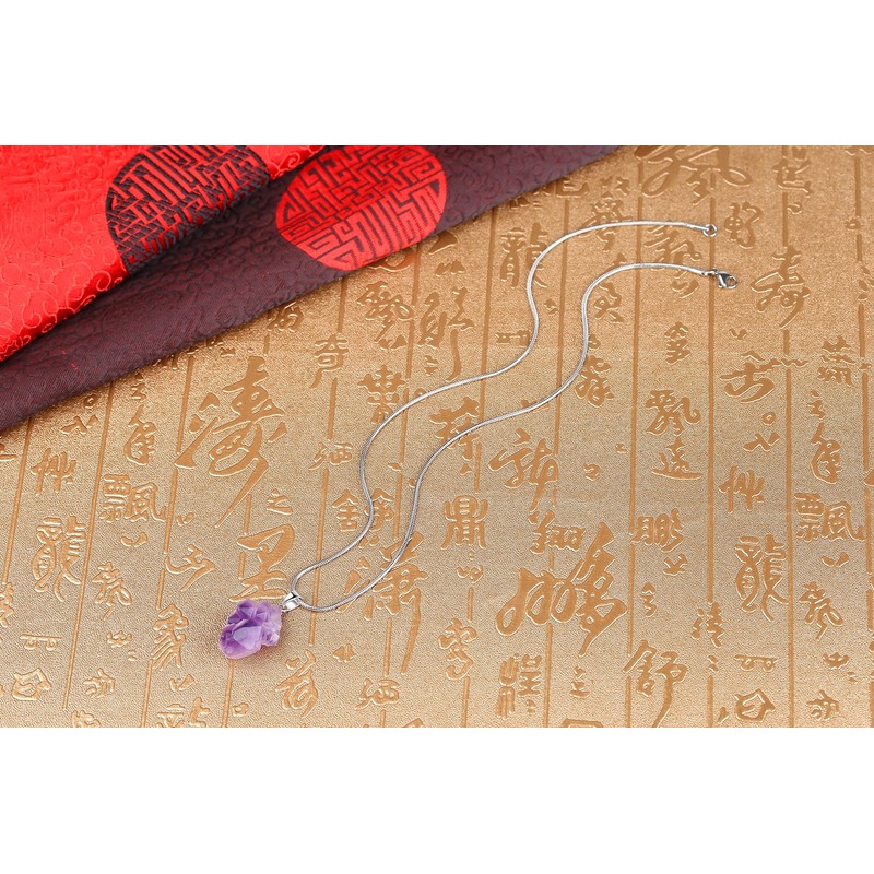 COAI Unisex Amethyst Pendant Necklace, amethyst, Amethyst