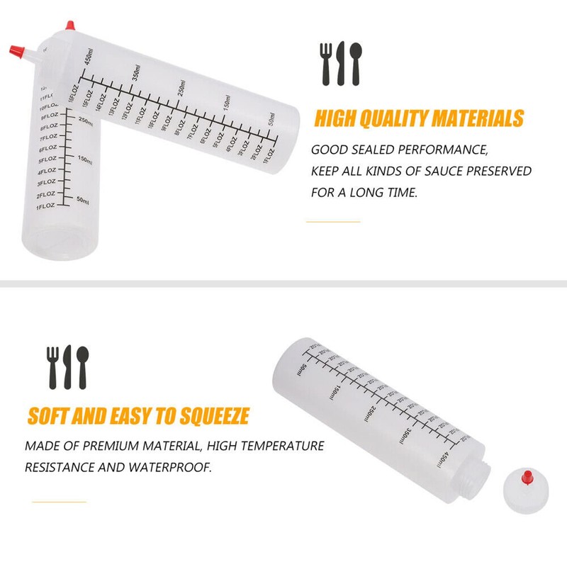 6pcs 250/450ML Sauce Bottle Squeeze Crafts Bottle Condiment Dispenser (250ml