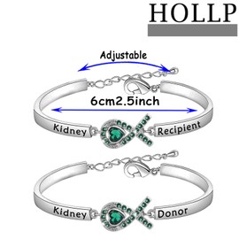 HOLLP Donor Jewelry Transplant Gift Kidney Donor Kidney Recipient Set of Necklace for Donor, Kidney-bracelet, 22+5 cm(8.5+2inch)