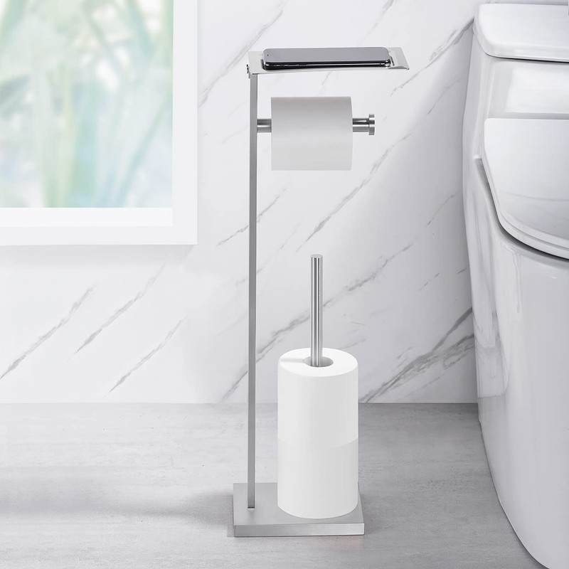 Miyili Bathroom Lavatory Toilet Tissue Roll Holder Stainless Steel Freestanding
